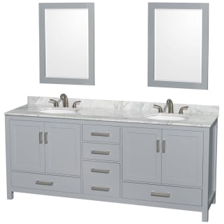 A thumbnail of the Wyndham Collection WCS141480DUNOM24 Gray / White Carrara Marble Top / Brushed Chrome Hardware