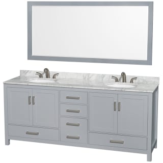 A thumbnail of the Wyndham Collection WCS141480DUNOM70 Gray / White Carrara Marble Top / Brushed Chrome Hardware