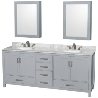 A thumbnail of the Wyndham Collection WCS141480DUNOMED Gray / White Carrara Marble Top / Brushed Chrome Hardware