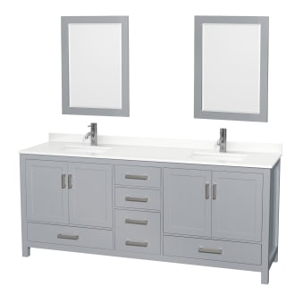 A thumbnail of the Wyndham Collection WCS141480D-QTZ-UNSM24 Gray / White Quartz Top / Brushed Chrome Hardware