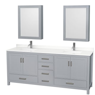 A thumbnail of the Wyndham Collection WCS141480D-QTZ-UNSMED Gray / White Quartz Top / Brushed Chrome Hardware