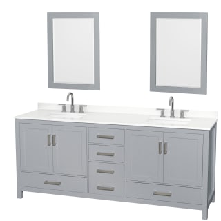 A thumbnail of the Wyndham Collection WCS141480D-QTZ-US3M24 Gray / White Quartz Top / Brushed Chrome Hardware