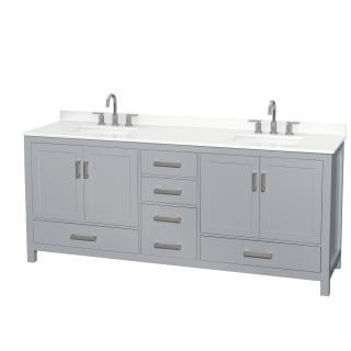 A thumbnail of the Wyndham Collection WCS141480D-QTZ-US3MXX Gray / White Quartz Top / Brushed Chrome Hardware