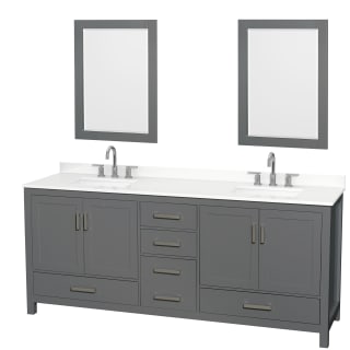 A thumbnail of the Wyndham Collection WCS141480D-QTZ-US3M24 Dark Gray / White Quartz Top / Brushed Chrome Hardware