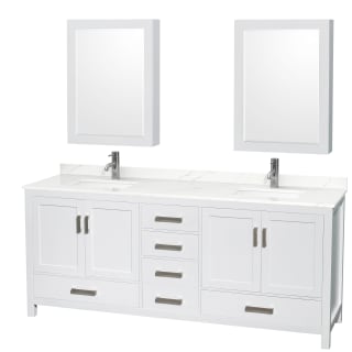 A thumbnail of the Wyndham Collection WCS141480D-QTZ-UNSMED White / Giotto Quartz Top / Brushed Chrome Hardware