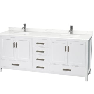 A thumbnail of the Wyndham Collection WCS141480D-QTZ-UNSMXX White / Giotto Quartz Top / Brushed Chrome Hardware