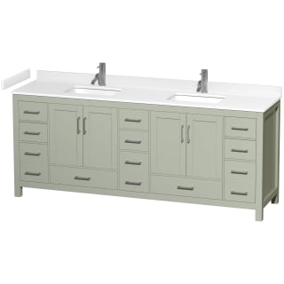 A thumbnail of the Wyndham Collection WCS141484D-VCA-MXX Light Green / White Cultured Marble Top / Brushed Nickel Hardware