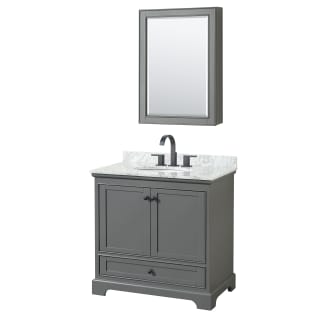 A thumbnail of the Wyndham Collection WCS202036SCMUNOMED Dark Gray / White Carrara Marble Top / Matte Black Hardware