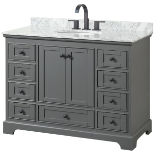 A thumbnail of the Wyndham Collection WCS202048SCMUNOMXX Dark Gray / White Carrara Marble Top / Matte Black Hardware