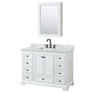 A thumbnail of the Wyndham Collection WCS202048SCMUNSMED White / White Carrara Marble Top / Matte Black Hardware