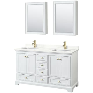A thumbnail of the Wyndham Collection WCS202060D-QTZ-UNSMED White / Giotto Quartz Top / Brushed Gold Hardware
