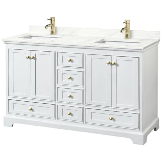 A thumbnail of the Wyndham Collection WCS202060D-QTZ-UNSMXX White / Giotto Quartz Top / Brushed Gold Hardware