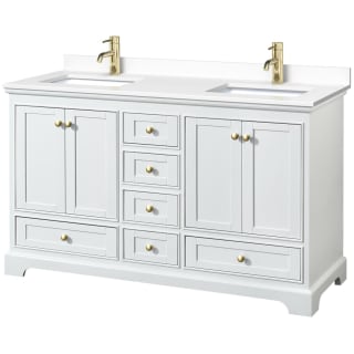 A thumbnail of the Wyndham Collection WCS202060D-VCA-MXX White / White Cultured Marble Top / Brushed Gold Hardware