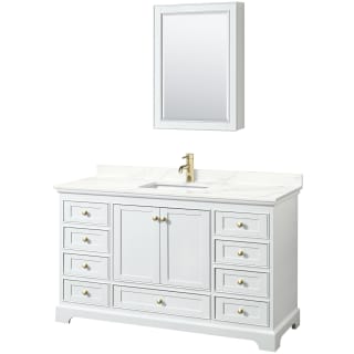 A thumbnail of the Wyndham Collection WCS202060S-QTZ-UNSMED White / Giotto Quartz Top / Brushed Gold Hardware