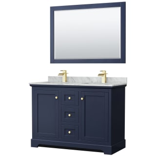A thumbnail of the Wyndham Collection WCV232348DCMUNSM46 Dark Blue / White Carrara Marble Top / Brushed Gold Hardware