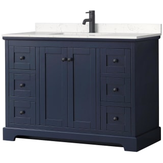 A thumbnail of the Wyndham Collection WCV232348S-VCA-MXX Dark Blue / Carrara Cultured Marble Top / Matte Black Hardware