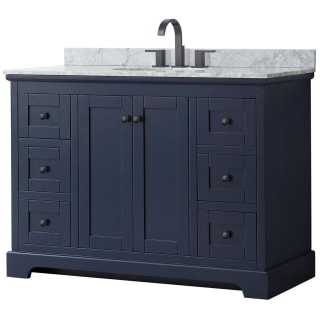 A thumbnail of the Wyndham Collection WCV232348SCMUNOMXX Dark Blue / White Carrara Marble Top / Matte Black Hardware