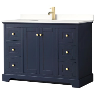 A thumbnail of the Wyndham Collection WCV232348S-QTZ-UNSMXX Dark Blue / White Quartz Top / Brushed Gold Hardware