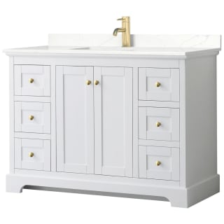 A thumbnail of the Wyndham Collection WCV232348S-QTZ-UNSMXX White / Giotto Quartz Top / Brushed Gold Hardware