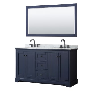 A thumbnail of the Wyndham Collection WCV232360DCMUNOM58 Dark Blue / White Carrara Marble Top / Matte Black Hardware