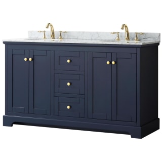 A thumbnail of the Wyndham Collection WCV232360DCMUNOMXX Dark Blue / White Carrara Marble Top / Brushed Gold Hardware