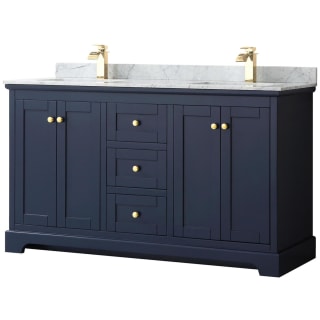 A thumbnail of the Wyndham Collection WCV232360DCMUNSMXX Dark Blue / White Carrara Marble Top / Brushed Gold Hardware