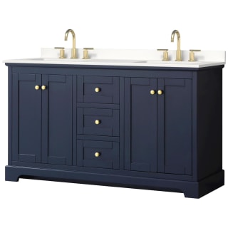 A thumbnail of the Wyndham Collection WCV232360D-QTZ-US3MXX Dark Blue / White Quartz Top / Brushed Gold Hardware