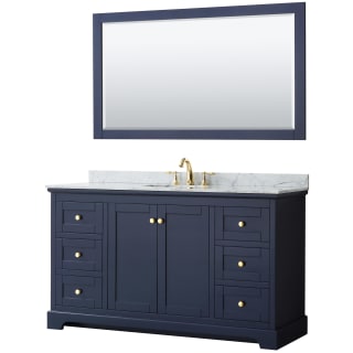 A thumbnail of the Wyndham Collection WCV232360SCMUNOM58 Dark Blue / White Carrara Marble Top / Brushed Gold Hardware