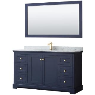 A thumbnail of the Wyndham Collection WCV232360SCMUNSM58 Dark Blue / White Carrara Marble Top / Brushed Gold Hardware