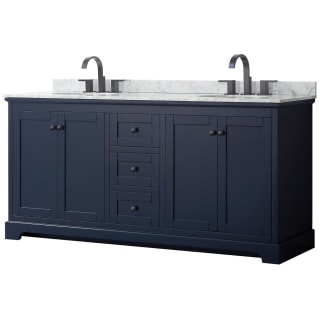 A thumbnail of the Wyndham Collection WCV232372DCMUNOMXX Dark Blue / White Carrara Marble Top / Matte Black Hardware