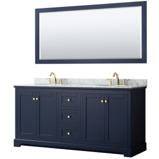 A thumbnail of the Wyndham Collection WCV232372DCMUNOM70 Dark Blue / White Carrara Marble Top / Brushed Gold Hardware