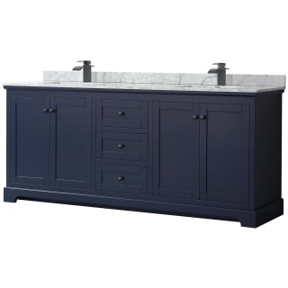 A thumbnail of the Wyndham Collection WCV232380DCMUNSMXX Dark Blue / White Carrara Marble Top / Matte Black Hardware