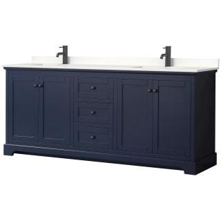 A thumbnail of the Wyndham Collection WCV232380D-QTZ-UNSMXX Dark Blue / White Quartz Top / Matte Black Hardware