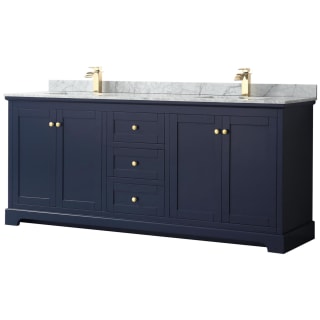 A thumbnail of the Wyndham Collection WCV232380DCMUNSMXX Dark Blue / White Carrara Marble Top / Brushed Gold Hardware