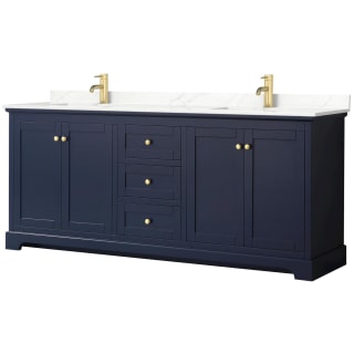 A thumbnail of the Wyndham Collection WCV232380D-QTZ-UNSMXX Dark Blue / Giotto Quartz Top / Brushed Gold Hardware