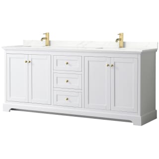 A thumbnail of the Wyndham Collection WCV232380D-QTZ-UNSMXX White / Giotto Quartz Top / Brushed Gold Hardware