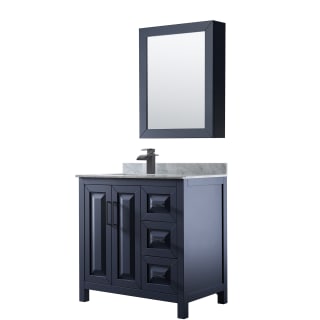 A thumbnail of the Wyndham Collection WCV252536SUNSMED Dark Blue / White Carrara Marble Top / Matte Black Hardware