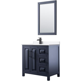 A thumbnail of the Wyndham Collection WCV252536S-Left-VCA-M24 Dark Blue / White Cultured Marble Top / Matte Black Hardware