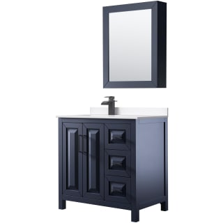 A thumbnail of the Wyndham Collection WCV252536S-Left-VCA-MED Dark Blue / White Cultured Marble Top / Matte Black Hardware