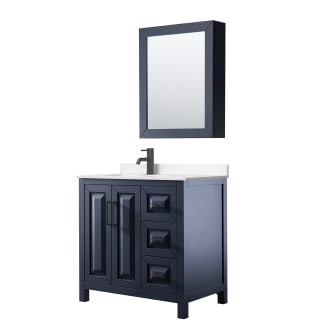 A thumbnail of the Wyndham Collection WCV252536S-QTZ-UNSMED Dark Blue / White Quartz Top / Matte Black Hardware