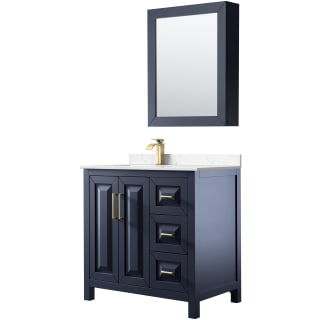 A thumbnail of the Wyndham Collection WCV252536S-Left-VCA-MED Dark Blue / Carrara Cultured Marble Top / Brushed Gold Hardware