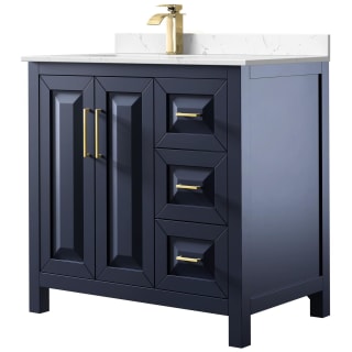 A thumbnail of the Wyndham Collection WCV252536S-Left-VCA-MXX Dark Blue / Carrara Cultured Marble Top / Brushed Gold Hardware
