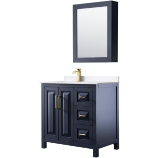 A thumbnail of the Wyndham Collection WCV252536S-Left-VCA-MED Dark Blue / White Cultured Marble Top / Brushed Gold Hardware