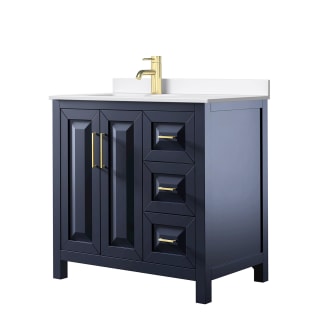 A thumbnail of the Wyndham Collection WCV252536S-QTZ-UNSMXX Dark Blue / White Quartz Top / Brushed Gold Hardware