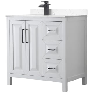 A thumbnail of the Wyndham Collection WCV252536S-Left-VCA-MXX White / Carrara Cultured Marble Top / Matte Black Hardware