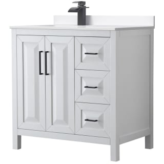 A thumbnail of the Wyndham Collection WCV252536S-Left-VCA-MXX White / White Cultured Marble Top / Matte Black Hardware