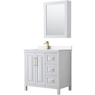 A thumbnail of the Wyndham Collection WCV252536S-Left-VCA-MED White / Carrara Cultured Marble Top / Brushed Gold Hardware