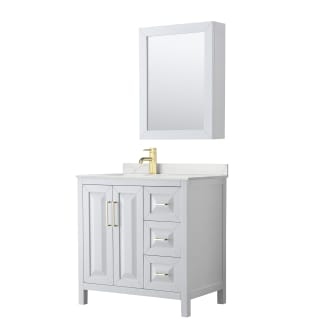 A thumbnail of the Wyndham Collection WCV252536S-QTZ-UNSMED White / Giotto Quartz Top / Brushed Gold Hardware