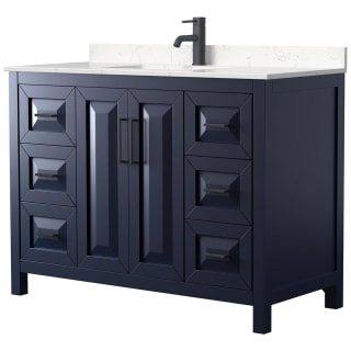 A thumbnail of the Wyndham Collection WCV252548S-VCA-MXX Dark Blue / Carrara Cultured Marble Top / Matte Black Hardware
