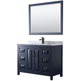 A thumbnail of the Wyndham Collection WCV252548SUNSM46 Dark Blue / White Carrara Marble Top / Matte Black Hardware